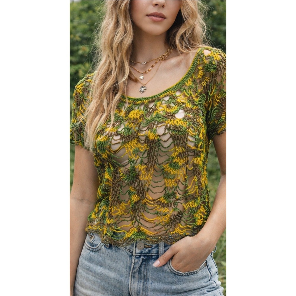 Vintage Crochet Lace Top Boho Fairy Grunge Cottagecore Boho Festival Granola